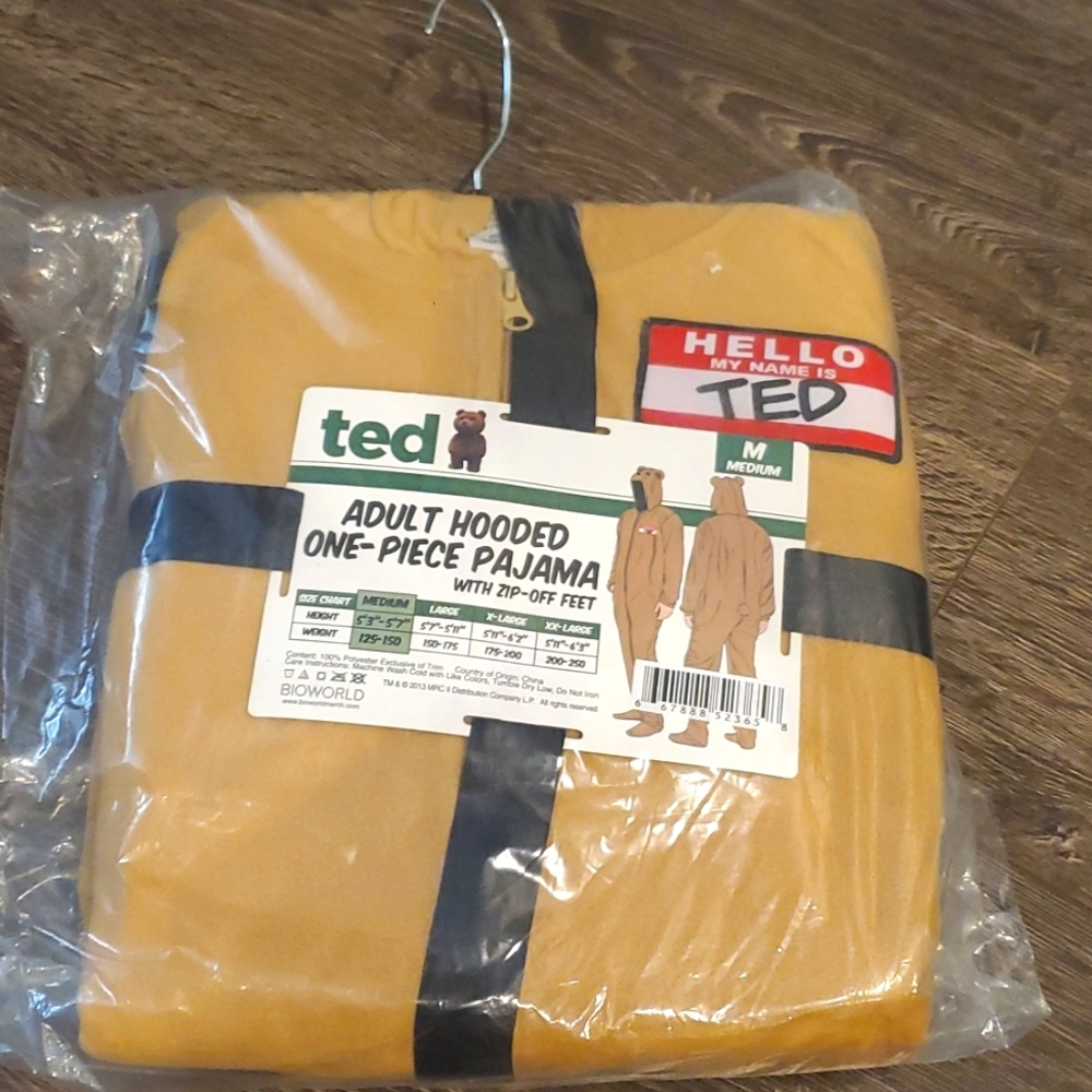 🎃 Adult Hooded One - Piece TED Pajama  Halloween Costume - Medium COSPLAY